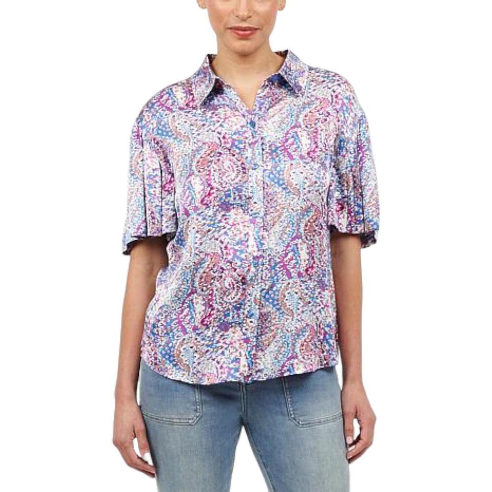 La Joie Flutter-Sleeve Button Front Printed Blouse Daphne Parisian - Regular